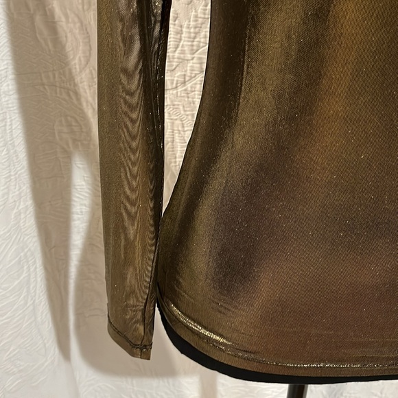 Porridge clothing gold shimmer‎ sheer top, size XXS, NWT - Picture 4 of 14